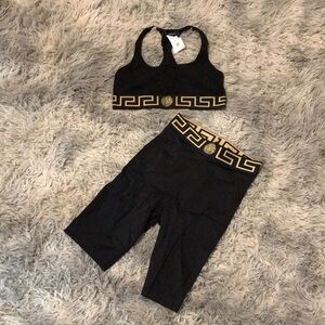 New Authentic Versace Black & Gold Logo Trim Active Set